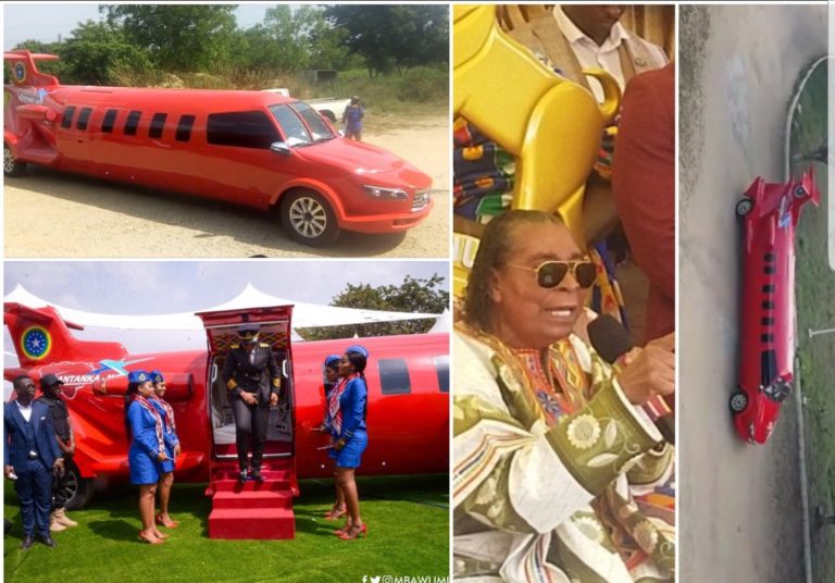 Watch Video of Apostle Safo first ever Kantanka Aeroplane Car in the World seen on Ghanaian Road (Video)
