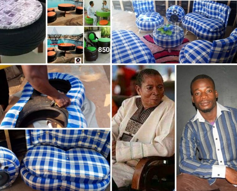 Check out How Apostle Safo Kantanka trainee turning trash tyres into Cash (Tells His Sad Story)