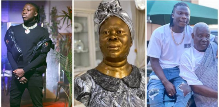 Stonebwoy Showcases Lost Mum Statue to Remember her on Mother’s Day