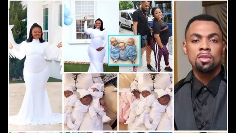 Rev Obofour wife Ciara Antwi deliver Triplet in USA with two boys, one girl (Check Video Out)