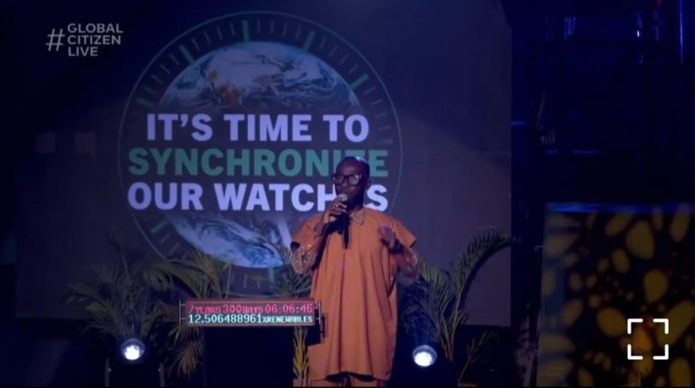 Okyeame Kwame Gives a Touching Speech at Global Citizen live on Climate Clock (Video)